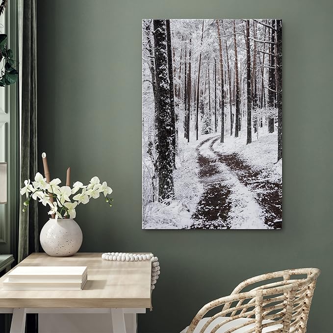SIGNWIN Canvas Wall Art Winter Trees Cool Dramatic Forest Multicolor Nature Photography Rustic - 12x18 inches