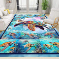 Turtle Area Carpet, 5x6ft, Colorful Ocean Themed Sea Turtle Floor Rugs, Blue Underwater Painting Rugs for Home Decoration, Fade Resistant Soft Foldable Mats for Dorm Family Entrance