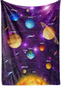 Outer Space Blanket for Kids with Colorful Planetary Solar System, Cute Space-Age Throw for Boys and Girls, Soft and Plush, Early Learning and Educational Fun(Fleece - 50x60)