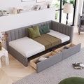 Harper & Bright Designs Upholstered Daybed with 2 Storage Drawers Twin Size Sofa Bed Frame No Box Spring Needed, Linen Fabric (Gray)