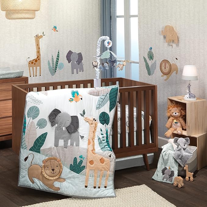 Lambs & Ivy Jungle Friends Musical Baby Crib Mobile Animals Soother Toy
