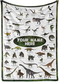 Personalized Dinosaur Blanket for Kids, Ships Next Day - Dino Throw Blanket for Boys and Girls, Toddler Bed, Room & Bedroom Decor - Educational Blankets for Children - USA Based (60x80, Sherpa)