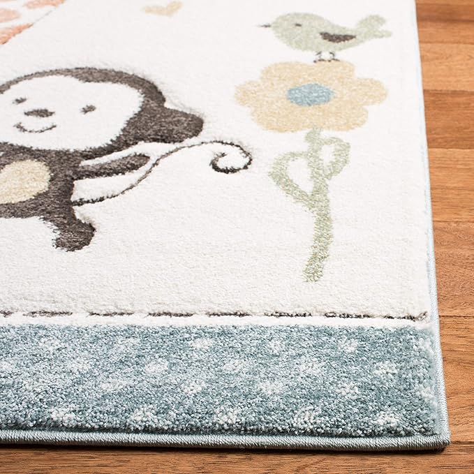 SAFAVIEH Carousel Kids Collection Area Rug - 10' x 14', Ivory, Animal Design, Non-Shedding & Easy Care, Ideal for High Traffic Areas for Boys & Girls in Playroom, Nursery, Bedroom (CRK120A)