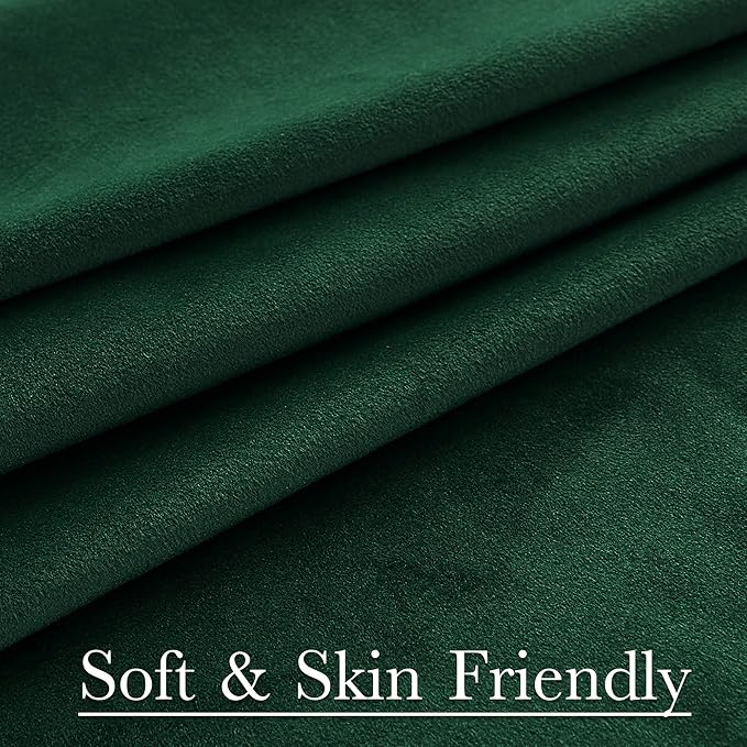 StangH Green Velvet Curtains 96 inches for Living Room, Luxury Christmas Decor Back Tab Thermal Insulated Blackout Heat & Chill Resistant Drapes for Bedroom Windows/French Door, W52 x L96, 2 Panels