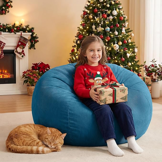 Nobildonna Bean Bag Chair Cover (No Filler) for Kids and Adults,Beanbag Stuffed Animal Storage Without Filling Plush Toys Holder and Organizer Soft Premium Corduroy 200L