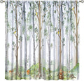Kids Animal Curtains, Watercolor Natural Forest Animal Hedgehog Fox Butterfly Rabbits Forest Print Curtain Boys and Girl Bedrooms 52x84in