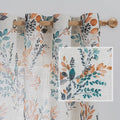 MYSKY HOME Curtains for Living Room Semi Sheer 84 inch Length Light Filtering Privacy Protect Drapes Set Linen Blended Texture Soft Touch Leaves Pattern Treatment, 52" Wide, Burnt Orange, 2 Panels