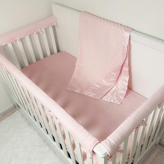American Baby Company Heavenly Soft Chenille Receiving Blanket, 2-Layer Design with Minky Dot & Silky Satin, Pink, 30" x 40" for Boys and Girls