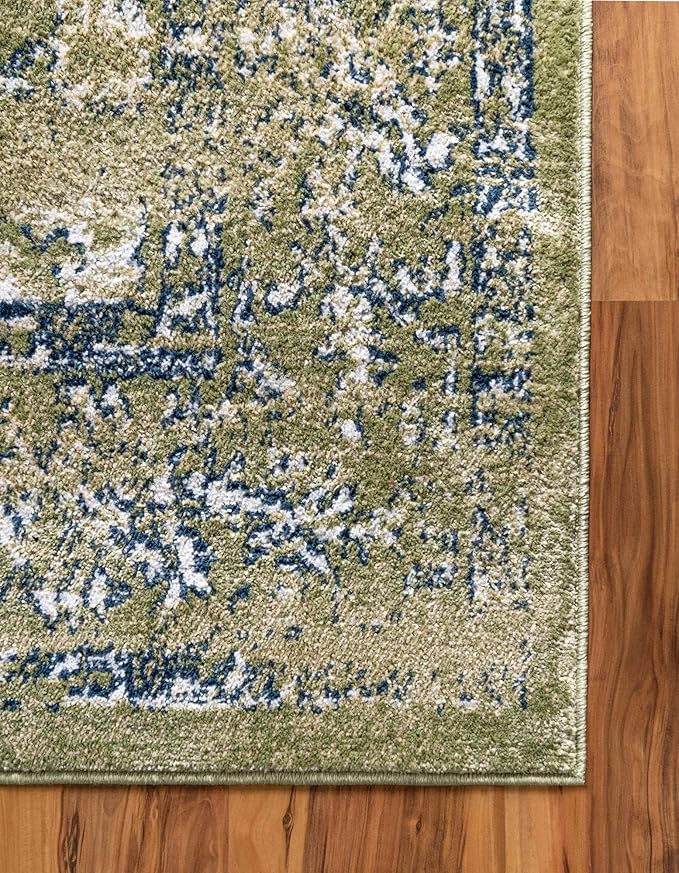 Rugs.com Charleston Collection Rug – 5' x 8' Green Low-Pile Rug Perfect for Living Rooms, Large Dining Rooms, Open Floorplans