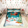 Manfei Christmas Duvet Cover Set Queen Size, Xmas Tree Snowman Bedding Set for Kids Boys Girls, Santa Claus with Reindeer Comforter Cover New Year Theme Quilt Cover with 2 Pillowcases, No Comforter