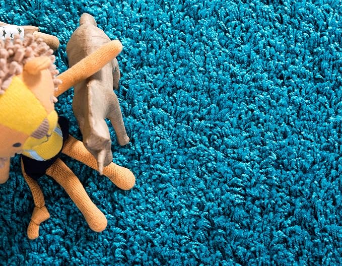 Unique Loom Solid Shag Collection Area Rug (5' 1" x 8' Rectangle, Turquoise)