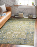 Rugs.com Charleston Collection Rug – 5' x 8' Green Low-Pile Rug Perfect for Living Rooms, Large Dining Rooms, Open Floorplans