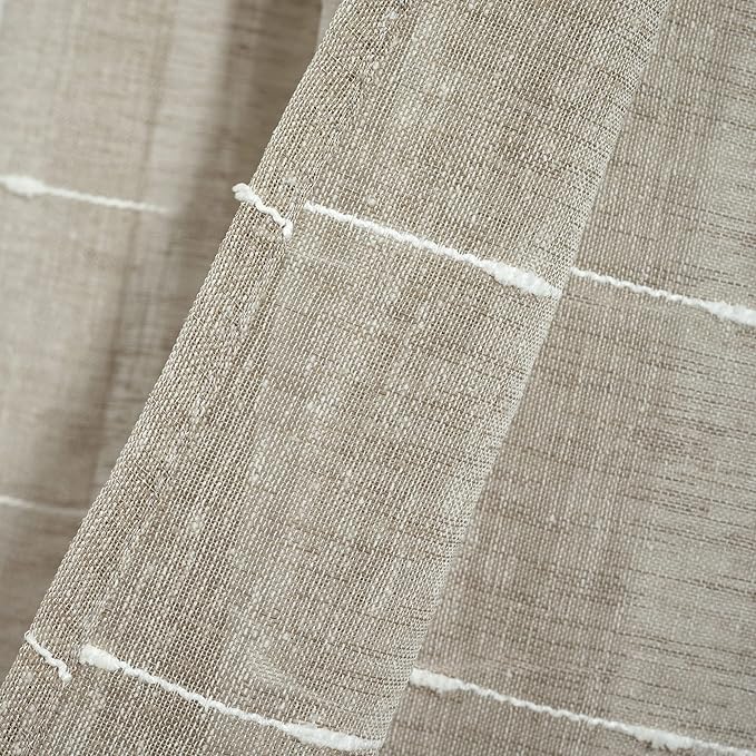 Lush Decor Farmhouse Textured Sheer Window Curtain Valance, 52"W x18"L, Neutral