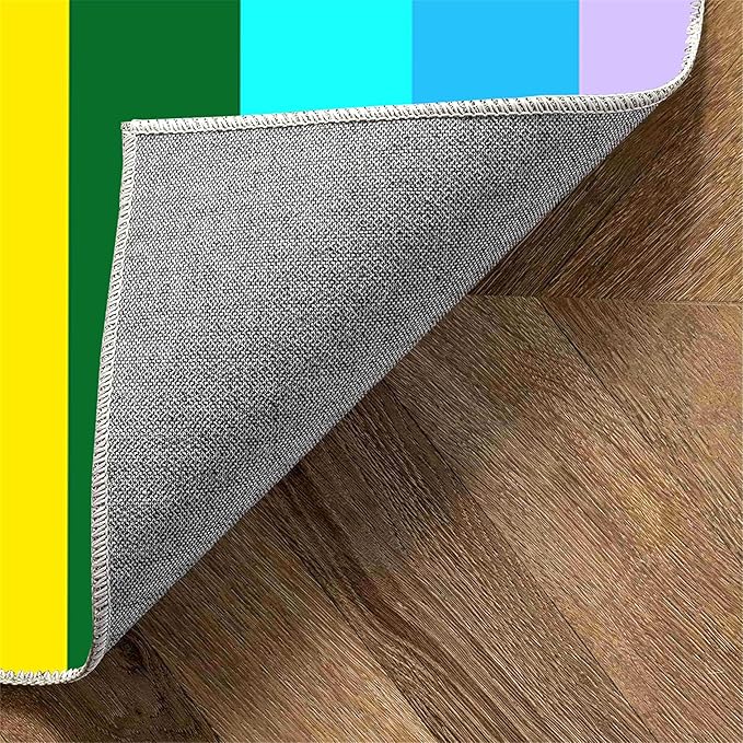 Soft Rainbow Area Rugs Girl's Bedroom Fluffy Colorful Rugs Furry Kids Play Mats Simple Rainbow Line Print Living Room Kids Room Nursery Home Decor 5x8ft