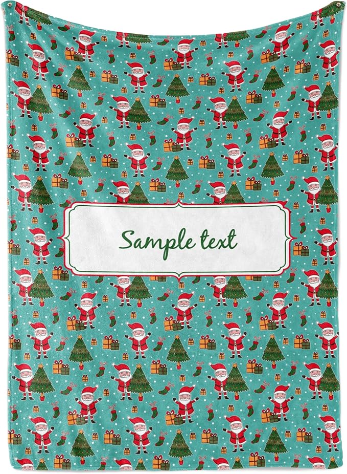 Personalized Santa Blanket - Ships Next Day, Printed in USA - Warm Fleece or Sherpa Sofa Throw for Christmas,Perfect for Bed or Couch - Customizable Family Throws (Fleece 50x60)