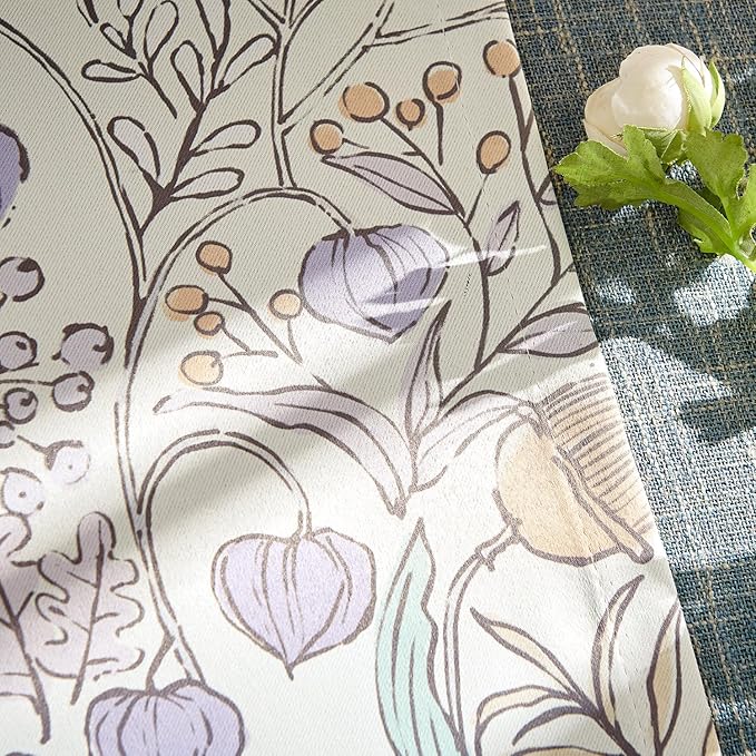 jinchan Nursery Curtains 95% Blackout Purple Floral Curtains for Girls Room, 96 Inch Length Farmhouse Drapes for Bedroom Living Room Darkening Window Treatment Grommet Top Set of 2 Panels