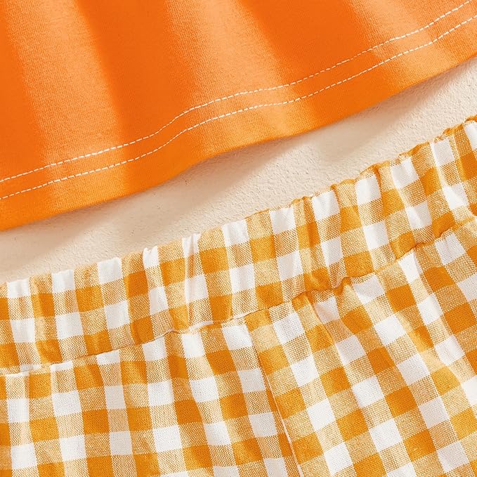 Thorn Tree Baby Girl Summer Outfits Sleeveless Easter Dresses for Toddler Girls Casual Plaid Shorts Bunny Spring Clothes