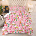 Pink Christmas Comforter Set: Full Size Cartoon Xmas Snowman Bedding Sets Cute Santa Claus Christmas Tree Elk 3 Piece Quilt Bed Set 1 Comforter & 2 Pillowcases