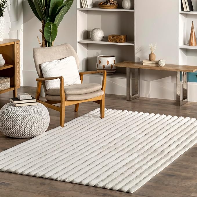 nuLOOM SuperiorWash Collection Kai Off-White, 7'6" x 9'6", Fluffy and Cozy, High Traffic, Stain Resistant, Easy Clean, Durable Washable Area Rug for Bedroom, Living Room, Dining, Den, Foyer, Entryway