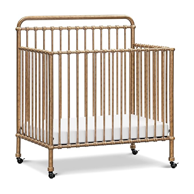 NAMESAKE Winston 4-in-1 Convertible Mini Crib w/Removable Wheels - Converts to Toddler Bed, Daybed & Twin-Size Bed - GREENGUARD Gold Certified - 4 Adjustable Heights - Durable Metal, Easy to Assemble