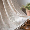 ENJOYBRIDAL Floral Curtains 96 Inch Length 2 Panels Crochet Lace Patchwork Drapes Semi-Sheer Boho Tassel Bedroom Living Room Farmhouse Beige Country Rustic Rod Pocket Window Curtain Panels