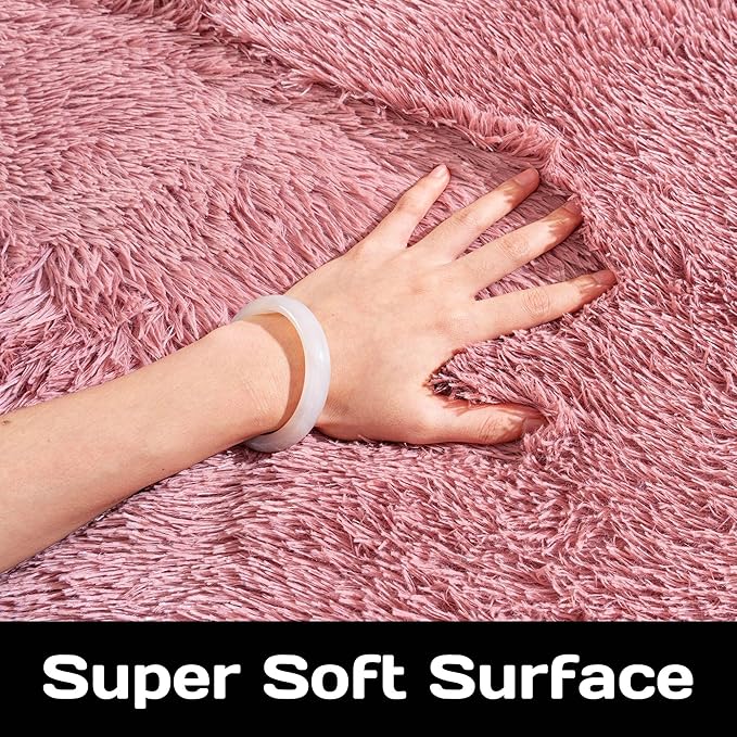 Round Fluffy Carpet 6FT Blush - Super Soft Circle Rug for Kids Room - Shaggy Circular Rug for Nursery