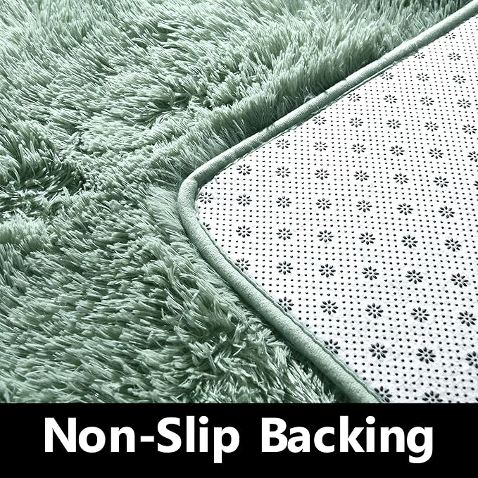Sage Green Area Rugs 9x12 Living Room - Super Soft Fluffy Rug Non Slip Large 9 by 12 Area Rug for Bedroom Washable