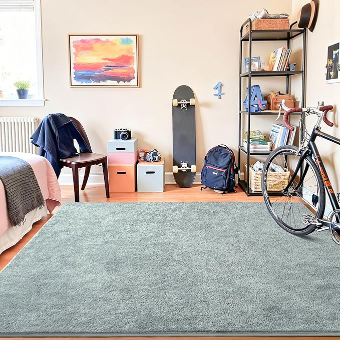 Chicrug 6x9 Minimalist Washable Area Rugs for Bedroom Living Room Classroom, Modern Soft Memory Foam Rug for Kids Nursery, Low Plie Indoor Carpet for Dorm Dining Office Bedside Room Decor, Grey