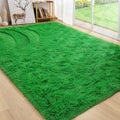 BENRON Green Fluffy Rugs for Living Room Bedroom 4x6, Soft Plush Fuzzy Shaggy Rugs for Kids Girls Boys Room Decor, Washable Indoor Floor Carpets