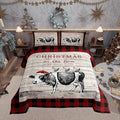 Castle Fairy Cartoon Cow Chicken Bed Comforter Set Queen Size,Vintage Wooden Plank Red Grids Super Soft Microfiber Bedding Set for Adults Men,Christmas Farm Decorative Comforter Set,3 Pcs