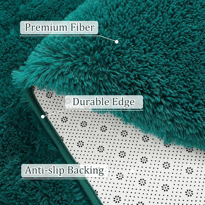 BENRON Teal Green Fluffy Rugs for Living Room Bedroom 4x6, Soft Plush Fuzzy Shaggy Rugs for Kids Girls Boys Room Decor, Washable Indoor Floor Carpets