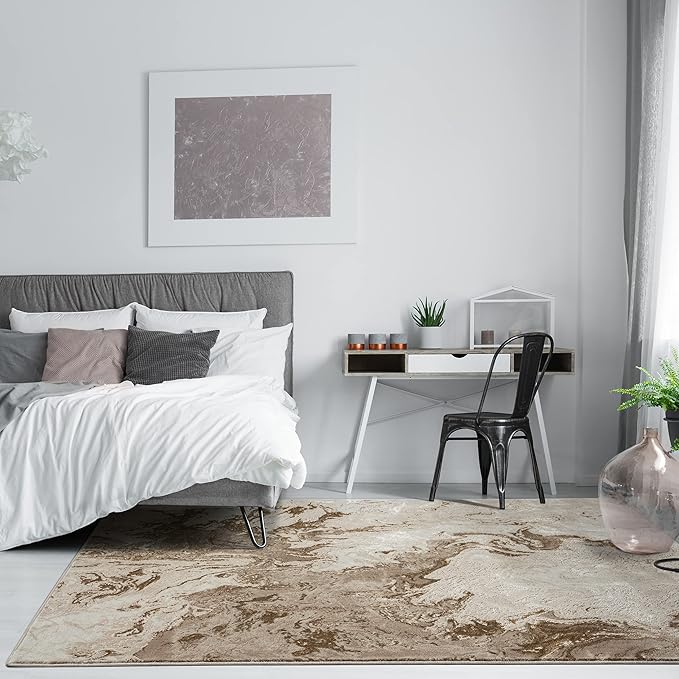LUXE WEAVERS Marble Swirl Abstract Area Rug, Beige 8x10