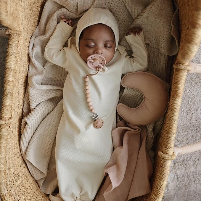 mushie Moon Security Blanket | Baby Lovey | 100% Organic Muslin Cotton (Blush)