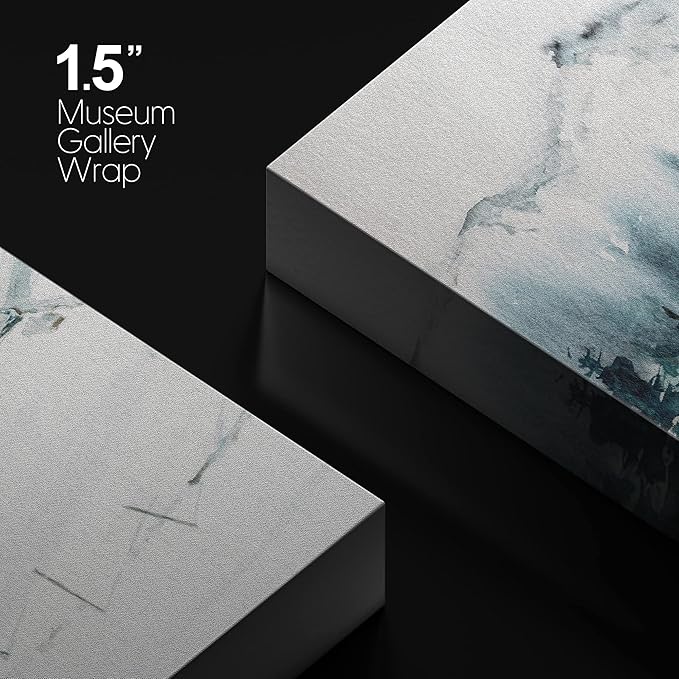 SIGNWIN Canvas Print Wall Art Woodland Nursery Decor Log Cabin Winter Snow Mountain Forest Nature Illustrations Modern Art Decorative Landscape Colorful for Living Room, Bedroom, Office - 16"x24"