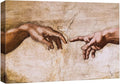 SIGNWIN Framed Canvas Wall Art Hands of God, Creation of Adam by Michelanglo Graffiti & Street Art Famous People Pop Art Modern Urban Multicolor for Living Room, Bedroom, Office - 16x24 inches
