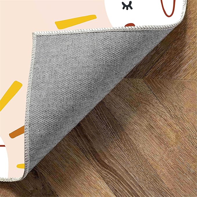 Children's Rug Living Room Plush Area Rugs Educational Rugs Soft Washable Non-Slip Rugs Simple Cute Sun and Love Prints Kids Room Nursery Decor Pink Rugs 2x4ft