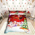 Manfei Christmas Duvet Cover Set King Size, Snowman Xmas Tree Bedding Set for Kids Boys Girls, Santa Claus with Reindeer Comforter Cover New Year Theme Quilt Cover with 2 Pillowcases, No Comforter