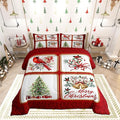 Christmas Plaid Comforter Set Twin Size,Berries Cardinals Xmas Pine Print Bedding Set for Kids Boys Men,Floral Bells Red Lace Patchwork Quilted Duvet Set with 1 Pillowcase