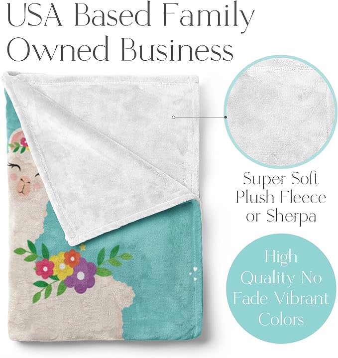 Personalized Llama Throw Blanket with Custom Name for Kids, Women, or Adults, Cute, Comfortable, and Plush with Soft Colors for Bedding, Home Decor, or Travel (Fleece 30x40)