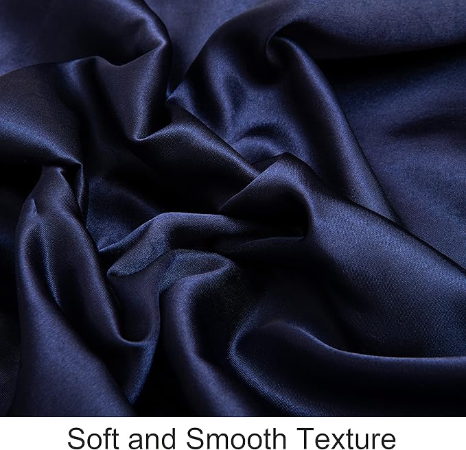 NTBAY Silk Satin Toddler Pillowcases, Small Pillow Case Pillow Cover 14x20 Inches with Envelope Closure, Soft and Silky Cooling Travel Pillow Cover for Nursery, Kids, Boys and Girls, Navy Blue, 2 Pack