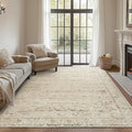 Boho Cream Area Rugs 6x9 for Bedroom Washable Floral Neutral Modern Rug for Living Room,Light Beige and Tan Brown