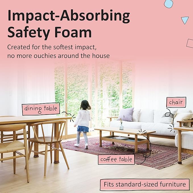 Bébé Earth Baby Proofing Edge and Corner Guard Protector Set for Back to School, 16 Feet Edges & 4 Foam Corners, Furniture and Table Child Baby Proof Bumpers, Pre-Taped Corner Cushions - Coffee Brown