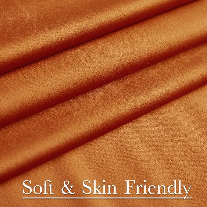 StangH Velvet Curtains 108 inches Long - Orange Room Darkening Thermal Insulated Living Room Drapes Back Tab Privacy Backdrop Curtains for Holiday Decor, W52 x L108, 2 Panels