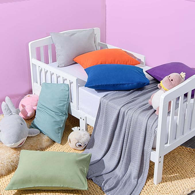 NTBAY Microfiber Toddler Pillowcases with Envelope Closure, 2 Pack 100% Brushed Microfiber Super Soft Travel Kids Nursery Pillow Cases, 14"x20" Fits Pillows Sized 12"x16" 13"x18" 14"x19", Orange