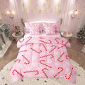 Erosebridal Xmas Candy Cane Twin Bedding Set 7 Piece,Merry Christmas Bed in A Bag for Kids Boys Girls,White Snowflake Comforter Set Pink Christmas Ornaments Sheet Set with Comforter