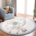 SAFAVIEH Carousel Kids Collection Area Rug - 4' Round, Ivory, Animal Design, Non-Shedding & Easy Care, Ideal for High Traffic Areas for Boys & Girls in Playroom, Nursery, Bedroom (CRK120A)