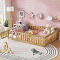 Bellemave Twin Size Floor Bed for Kids, Girls, Boys, Rubber Wood Floor Bed with slats and Door, Natural