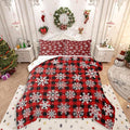 Feelyou Christmas Comforter Set Twin Size Red Black Plaid Bedding Set for Kids Boys Girls Winter Snow Duvet Quilt Snowflake Red Bedroom Decor Microfiber 2 Pcs with 1 Pillow Cases