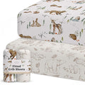 Crib Sheets Neutral - Fitted Baby Crib Sheets Bed for Girl Boy - 2 Pack Standard & Toddler Mattress - Buttery Soft Organic Cotton Blend (Magic Forest)