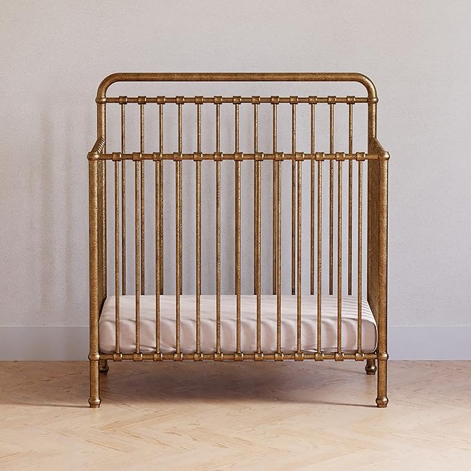 NAMESAKE Winston 4-in-1 Convertible Mini Crib w/Removable Wheels - Converts to Toddler Bed, Daybed & Twin-Size Bed - GREENGUARD Gold Certified - 4 Adjustable Heights - Durable Metal, Easy to Assemble